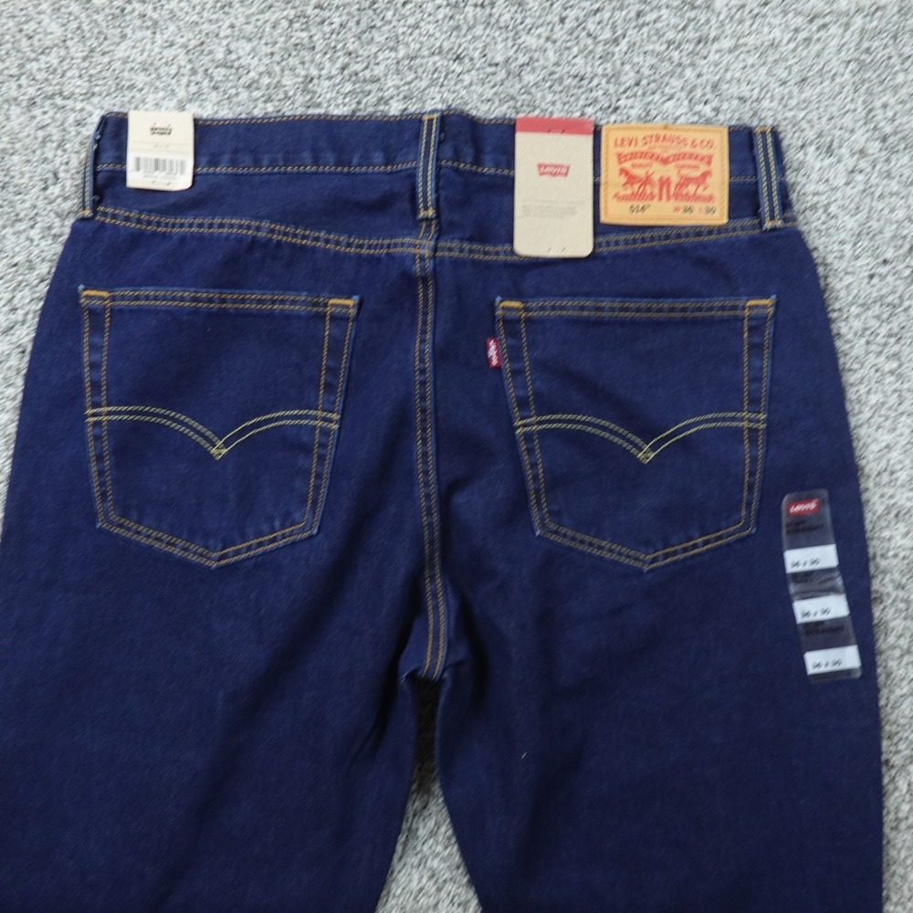 NEW Levis Jeans Mens 36X30 Dark Blue Denim Pants 514 Straight Stretch Mid Rise